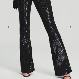 NWT - Black Sequin Flare Pants, Retrofete